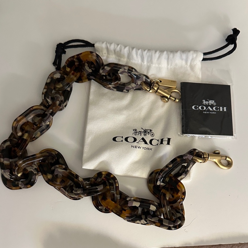 COACH Short Chain Strap With Recycled Resin CA836 Brass / Multi Color NWOT